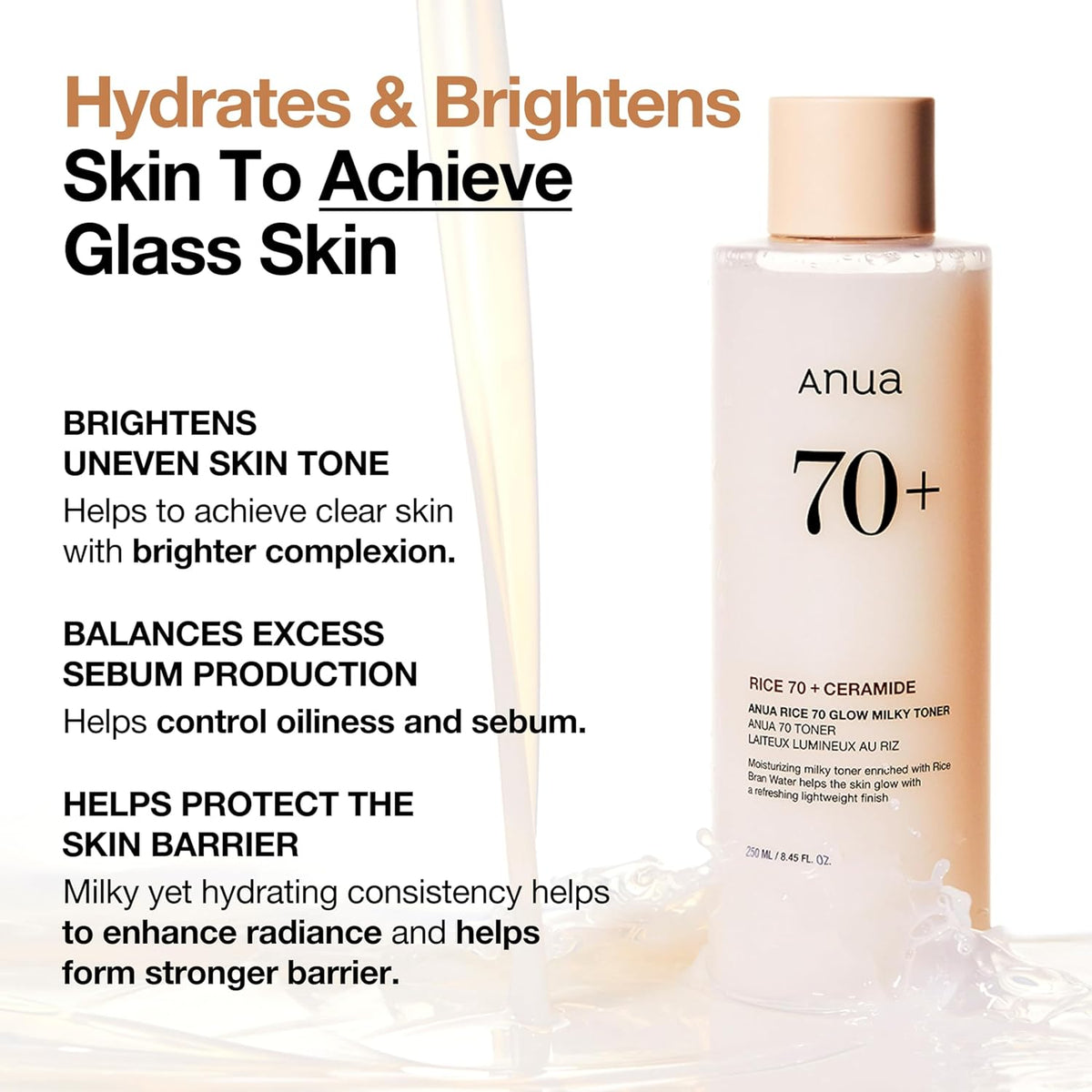 RICE 70 GLOW MILKY TONER 250ml